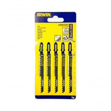 IRWIN 10504224 - Standard contour T-shank wood cutting HCS jigsaw blades (5 pcs.)