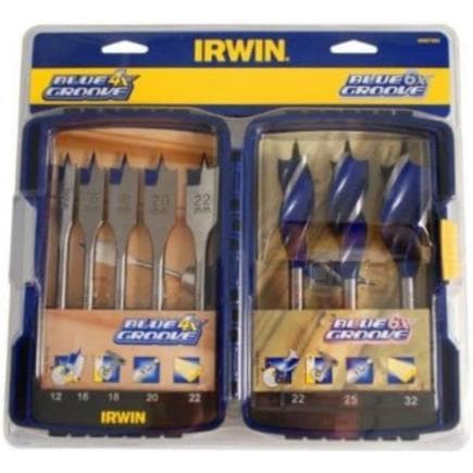 IRWIN 10507593 - Mixed Blue Groove Power and 6X wood boring bits set (8 pcs.)