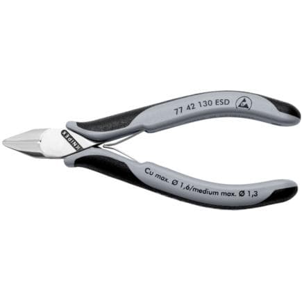 KNIPEX 77 42 130 ESD - Pince coupante latérale ESD pour électronique avec tête pointue, sans facette