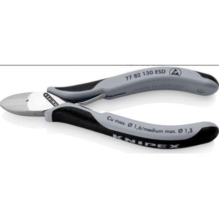 KNIPEX 77 82 130 ESD - Pince coupante latérale pour électronique ESD tête ronde, sans facette.