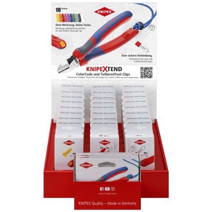 KNIPEX 00 18 01 V47 - Présentoir de vente KNIPEXTEND 1 Clips ColorCode et clips antichute "TetheredTool" pour pinces avec interfaces KNIPEXtend...