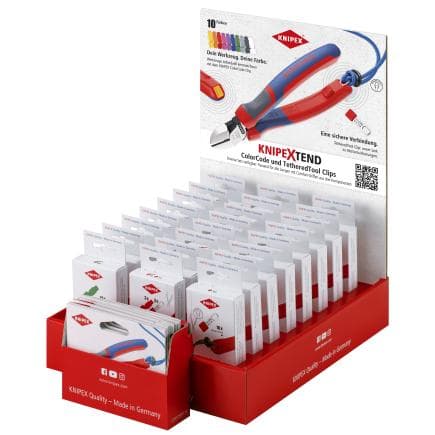KNIPEX 00 18 01 V48 - Présentoir de vente KNIPEXTEND 2 Clips ColorCode et clips antichute "TetheredTool" pour pinces avec interfaces KNIPEXtend...
