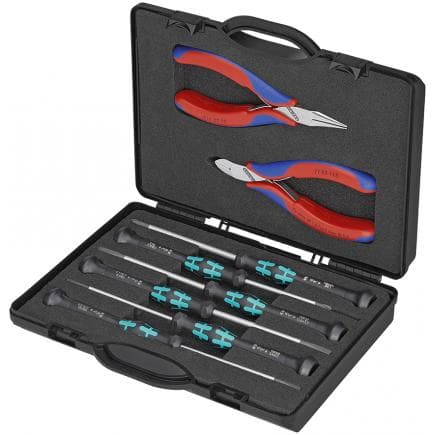 KNIPEX 00 20 18 - Mallette de pinces pour électronique avec outils spéciaux pour composants électroniques 8 pièces