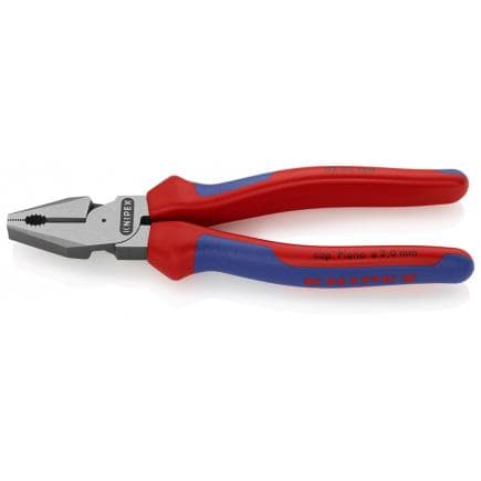 KNIPEX 02 02 180 - Pince universelle type "strong" bondérisée noire, tête polie, poignées revêtues d'un matériau bi-composant