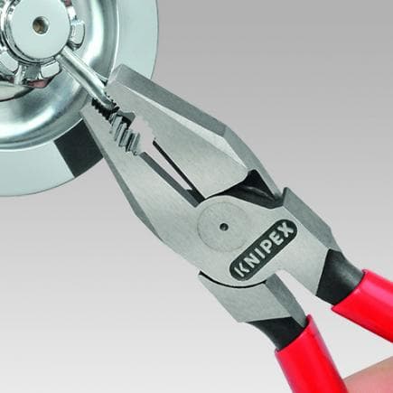 KNIPEX 02 02 225 T - Pince universelle type "strong" bondérisée noire, tête polie, poignées revêtues d'un matériau bi-composant, avec bague de...