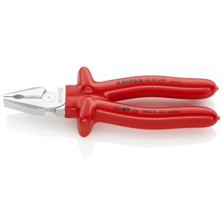 KNIPEX 02 07 200 - Pince universelle type "strong" chromée, poignées isolées par immersion, certifiées VDE