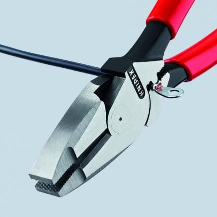 KNIPEX 09 02 240 - Pince extra forte "Lineman's" modèle américain, bondérisée noire, tête polie, poignées enduites d'un matériau bi-composant