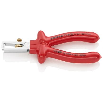 KNIPEX 11 07 160 - Pince à dénuder avec ressort d'ouverture universelle, chromée, poignées isolées par immersion, certifiées VDE