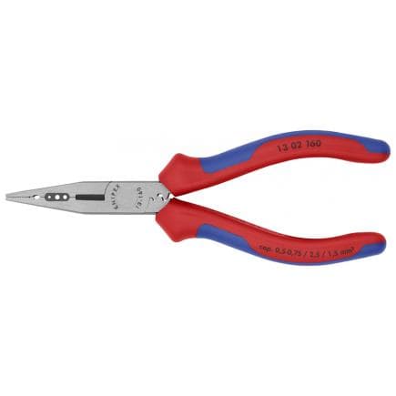 KNIPEX 13 02 160 - Pince universelle pour électriciens et câbleurs, bondérisée noire, tête polie, poignées revêtues d'un matériau bi-composant