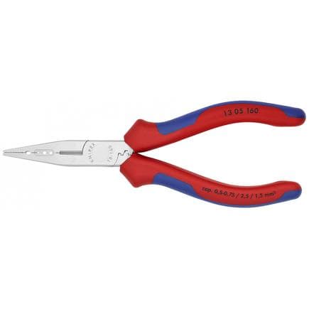 KNIPEX 13 05 160 - Pince combinée chromée pour électriciens et câbleurs, poignées revêtues d'un matériau bi-composant
