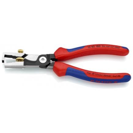 KNIPEX 13 62 180 - Pince à dénuder StriX® avec cisaille pour câbles, bondérisée noire, tête polie, poignées revêtues d'un matériau bi-composant