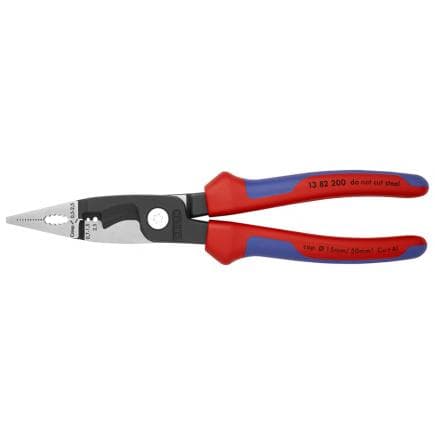 KNIPEX 13 82 200 - Pince pour installations électriques, bondérisée noire, tête polie, poignées revêtues d'un matériau bi-composant