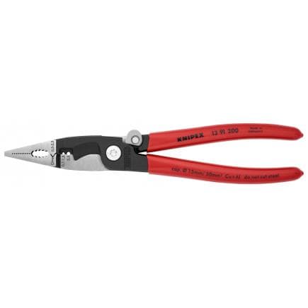 KNIPEX 13 91 200 - Pince pour installations électriques, bondérisée noire, tête polie, poignées enduites de résine synthétique