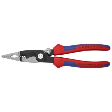 KNIPEX 13 92 200 - Pince pour installations électriques, bondérisée noire, tête polie, poignées revêtues d'un matériau bi-composant