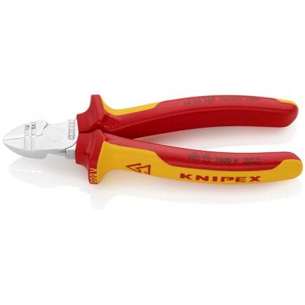 KNIPEX 14 26 160 - Pince coupante latérale avec pince à dénuder, chromée, poignées isolées revêtues d'un matériau bi-composant, certifiées VDE