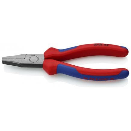KNIPEX 20 02 140 - Pince mécano droite, bec plat, bondérisée noire, tête polie, poignées revêtues d'un matériau bi-composant