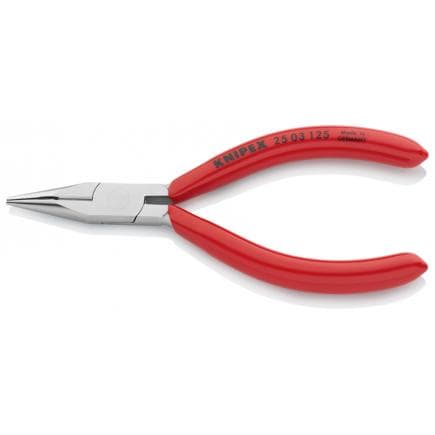 KNIPEX 25 03 125 - Pince de mécanicien - à bec demi-rond avec coupe-fils (pince pour techniciens radio) chromée, poignées enduites de résine...