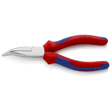 KNIPEX 25 25 160 - Pince de mécanicien - à bec demi-rond avec coupe-fils (pince pour techniciens radio) chromée, poignées revêtues d'un matériau...