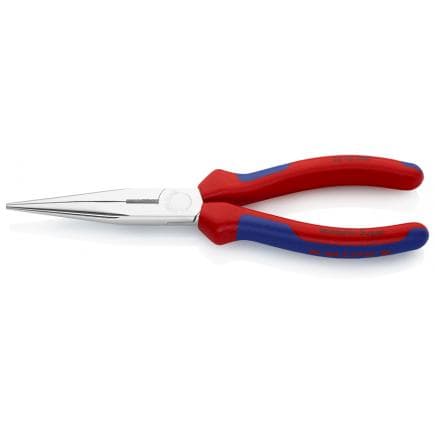 KNIPEX 26 15 200 - Pince de mécanicien - à bec demi-rond avec coupe-fils (pince bec de cigogne) chromée, poignées revêtues d'un matériau bi-composant