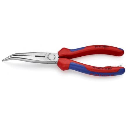 KNIPEX 26 22 200 T - Pince de mécanicien - à bec demi-rond avec coupe-fils (pince bec de cigogne) bondérisée noire, tête polie, poignées revêtues...