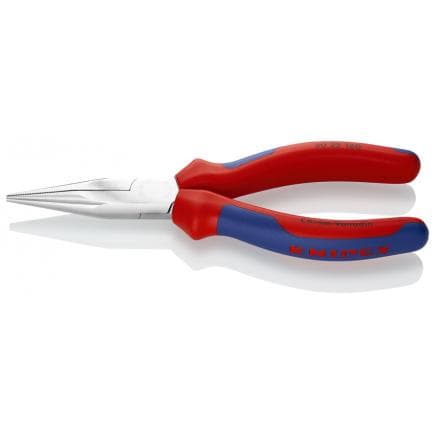 KNIPEX 30 25 140 - Pince de mécanicien - à bec long, chromée, poignées revêtues d'un matériau bi-composant, bec long, demi-rond, pointes moletées
