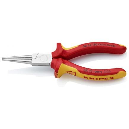 KNIPEX 30 36 160 - Pince de mécanicien - à bec long, chromée, poignées isolées revêtues d'un matériau bi-composant, certifiées VDE, bec long et...