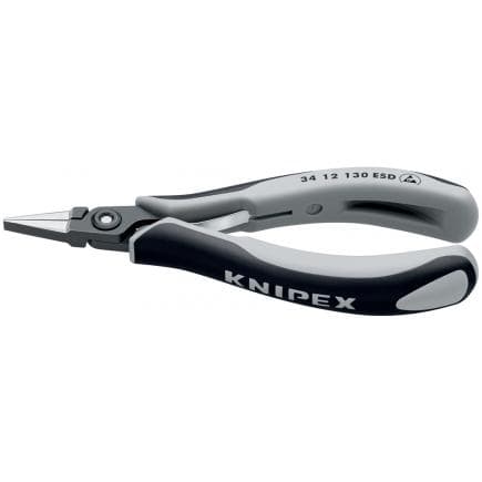 KNIPEX 34 12 130 ESD - Pince de précision spéciale électronique ESD, acier bruni, tête polie, poignées revêtues d'un matériau bi-composant, bec...