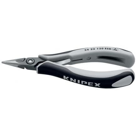 KNIPEX 34 22 130 ESD - Pince de précision spéciale électronique ESD, acier bruni, tête polie, poignées revêtues d'un matériau bi-composant, bec...