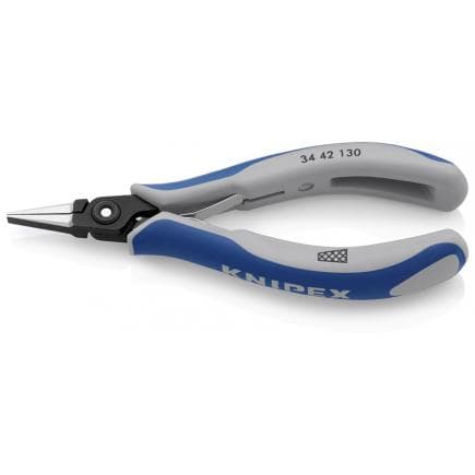 KNIPEX 34 42 130 - Pince de précision spéciale électronique, acier bruni, tête polie, poignées revêtues d'un matériau bi-composant, bec large et...