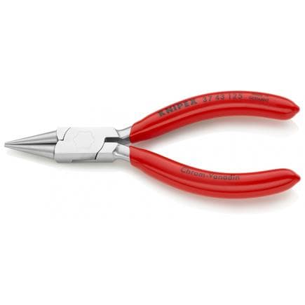 KNIPEX 37 43 125 - Pince de mécanique fine chromée, poignées enduites de résine synthétique, pour cintrer les œillets, bec rond