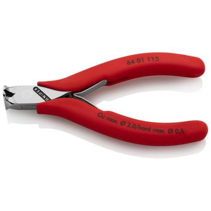 KNIPEX 64 01 115 - Pince coupante pour électronique à tranchant frontal, tête polie miroir, poignées enduites de résine synthétique