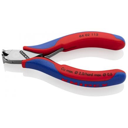 KNIPEX 64 02 115 - Pince coupante pour électronique à tranchant frontal, tête polie miroir, poignées revêtues d'un matériau bi-composant