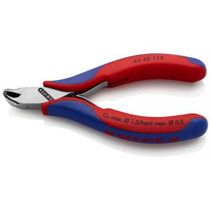 KNIPEX 64 42 115 - Pince coupante pour électronique à tranchant frontal, tête polie miroir, poignées revêtues d'un matériau bi-composant,...
