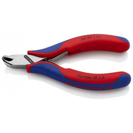 KNIPEX 64 52 115 - Pince coupante pour électronique à tranchant frontal, tête polie miroir, poignées revêtues d'un matériau bi-composant,...