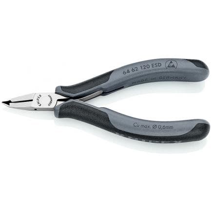 KNIPEX 64 62 120 ESD - Pince coupante pour électronique à tranchant frontal, tête polie miroir, poignées revêtues d'un matériau bi-composant,...
