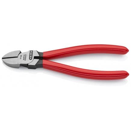 KNIPEX 70 01 160 EAN - Pince coupante latérale de mécanicien, tête polie, poignées enduites de résine synthétique, avec tranchant allongé