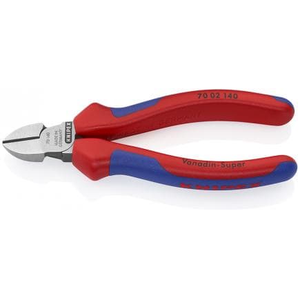 KNIPEX 70 02 125 - Pince coupante latérale de mécanicien, tête polie, poignées revêtues d'un matériau bi-composant