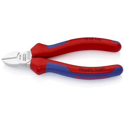 KNIPEX 70 05 125 - Pince coupante latérale de mécanicien chromée, poignées revêtues d'un matériau bi-composant
