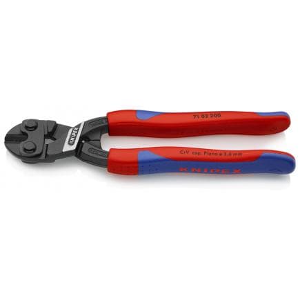 KNIPEX 71 02 200 - Pince coupante à double levier CoBolt® bondérisée noire, poignées revêtues d'un matériau bi-composant, forme conique