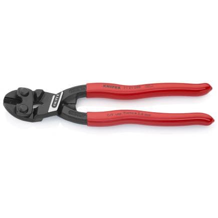 KNIPEX 71 21 200 - Pince coupante à double levier CoBolt® bondérisée noire, poignées enduites de résine synthétique, tête coudée à 20° avec...
