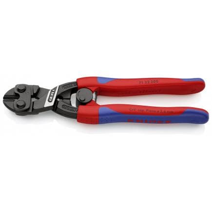 KNIPEX 71 32 200 - Pince coupante à double levier CoBolt® bondérisée noire, poignées revêtues d'un matériau bi-composant, forme conique, avec...