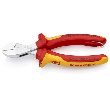 KNIPEX 73 06 160 T - Pince coupante latérale chromée X-Cut® compacte, poignées isolées revêtues d'un matériau bi-composant, certifiées VDE, avec...