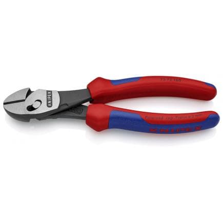 KNIPEX 73 72 180 - Pince coupante latérale hautes performances TwinForce® bondérisée noire, tête polie, poignées revêtues d'un matériau bi-composant