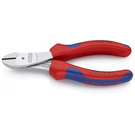 KNIPEX 74 05 140 - Pince coupante latérale de mécanicien type ''strong'', chromée, poignées revêtues d'un matériau bi-composant