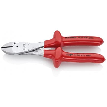 KNIPEX 74 07 200 - Pince coupante latérale de mécanicien type ''strong'' chromée, poignées isolées par immersion, certifiées VDE