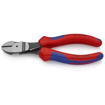 KNIPEX 74 12 160 SB - Pince coupante latérale de mécanicien type "strong", bondérisée noire, tête polie, poignées revêtues d'un matériau bi-composant