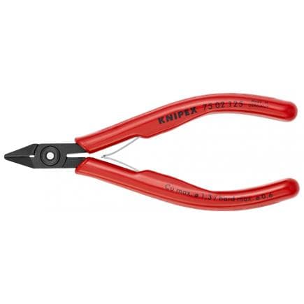 KNIPEX 75 02 125 - Pince coupante latérale pour électronique, acier bruni, poignées enduites de résine synthétique avec biseau