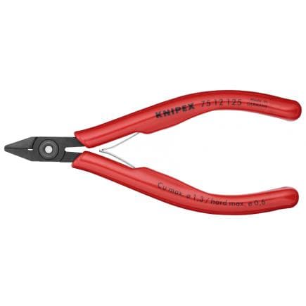 KNIPEX 75 12 125 - Pince coupante latérale pour électronique, acier bruni, poignées enduites de résine synthétique avec biseau et dispositif de...