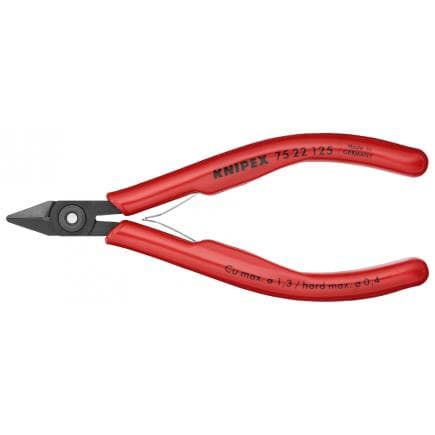 KNIPEX 75 22 125 - Pince coupante latérale pour électronique, acier bruni, poignées enduites de résine synthétique avec petits biseaux