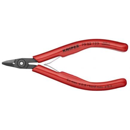 KNIPEX 75 52 125 - Pince coupante latérale pour électronique, acier bruni, poignées enduites de résine synthétique, avec tête étroite biseautée